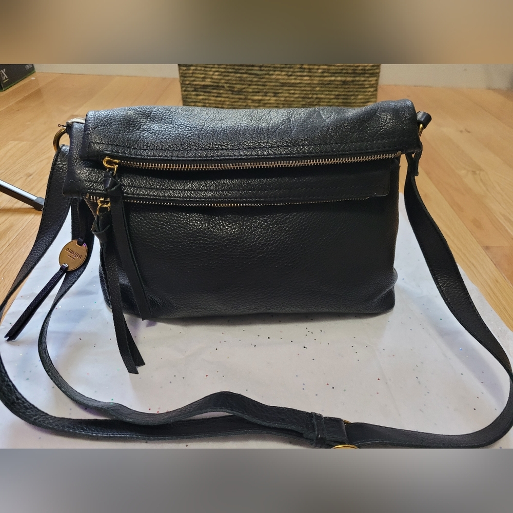 Margot Mickey Double Zip Crossbody Black Soft Leather Bag